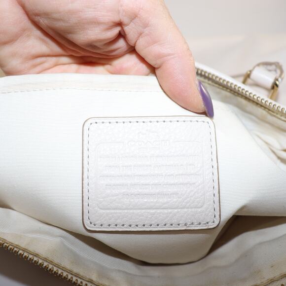 Coach Cream Pebbled Leather Satchel - Picture 9 of 11